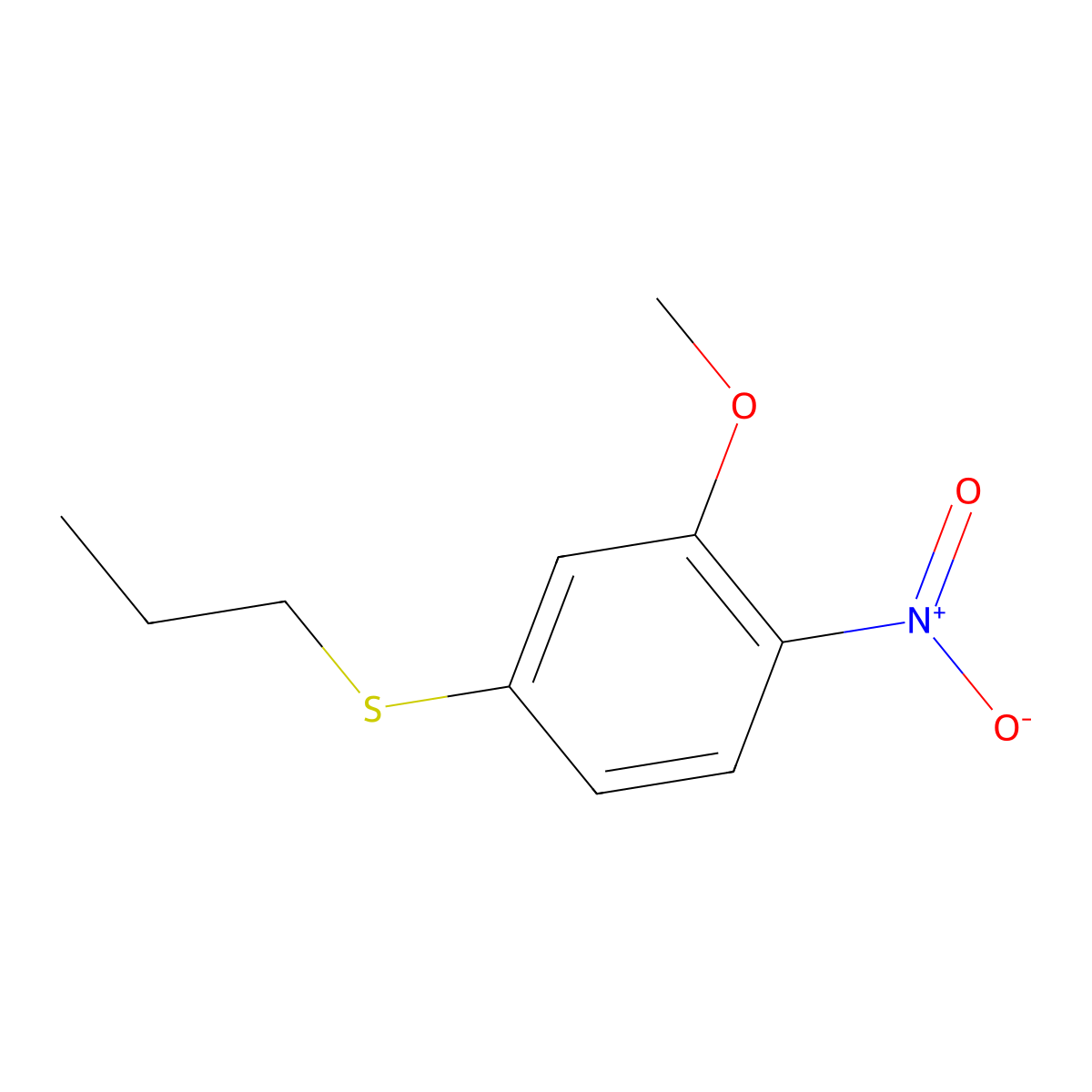 Benzene, 2-methoxy-1-nitro-4-(propylthio)- molecular structure, CAS 132992-53-1