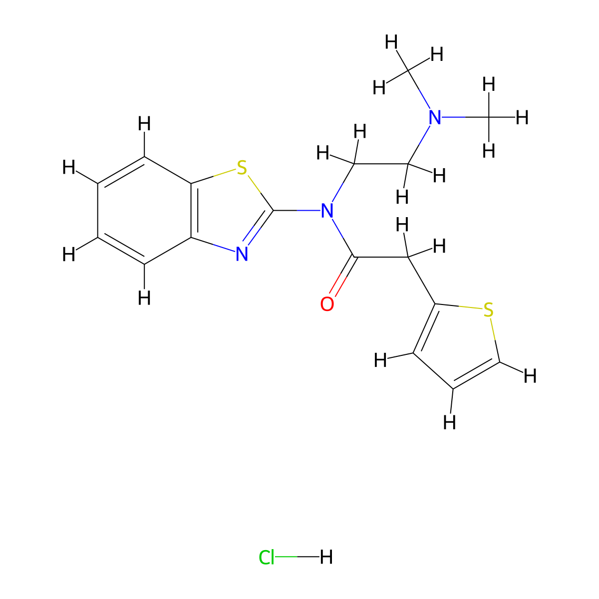 N-(benzo[d]thiazol-2-yl)-N-(2-(dimethylamino)ethyl)-2-(thiophen-2-yl)acetamide hydrochloride molecular structure, CAS 1329922-69-1