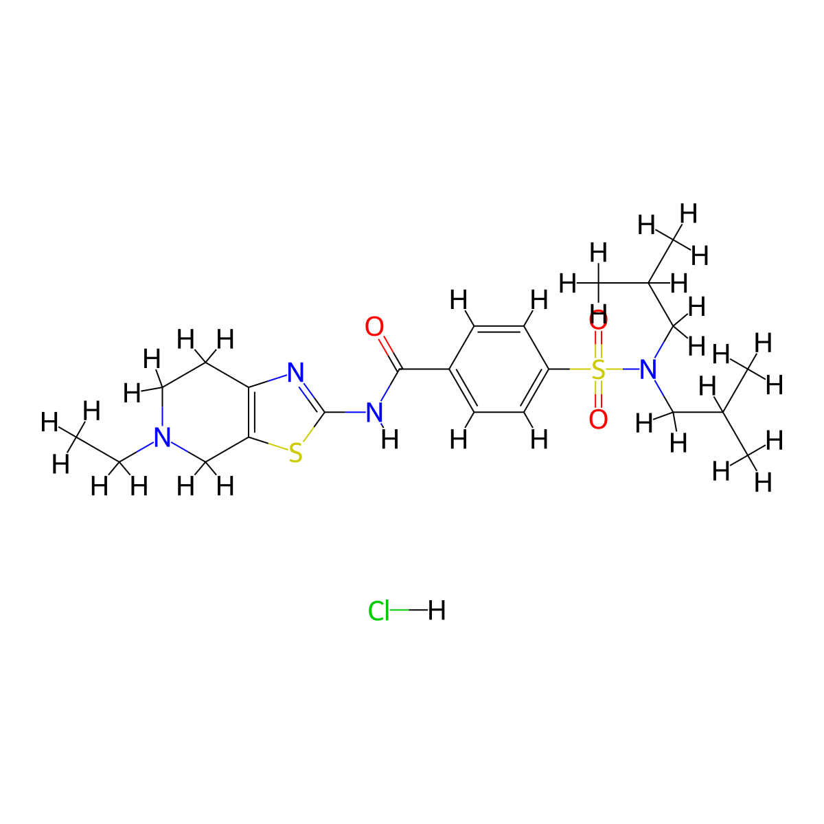 4-(N,N-diisobutylsulfamoyl)-N-(5-ethyl-4,5,6,7-tetrahydrothiazolo[5,4-c]pyridin-2-yl)benzamide hydrochloride molecular structure, CAS 1329923-63-8