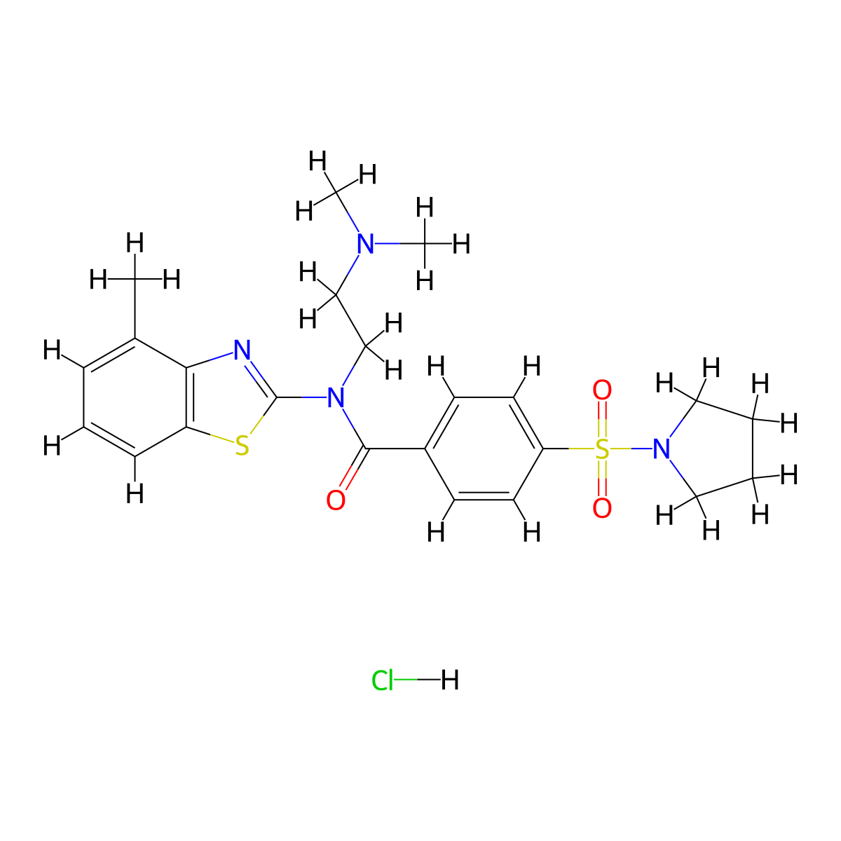 N-(2-(dimethylamino)ethyl)-N-(4-methylbenzo[d]thiazol-2-yl)-4-(pyrrolidin-1-ylsulfonyl)benzamide hydrochloride molecular structure, CAS 1329924-01-7