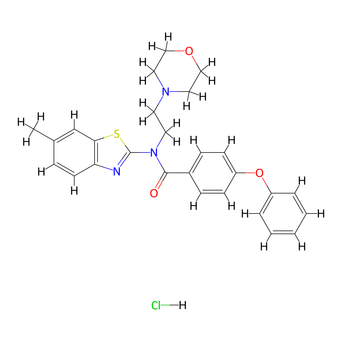 N-(6-methylbenzo[d]thiazol-2-yl)-N-(2-morpholinoethyl)-4-phenoxybenzamide hydrochloride molecular structure, CAS 1329925-45-2
