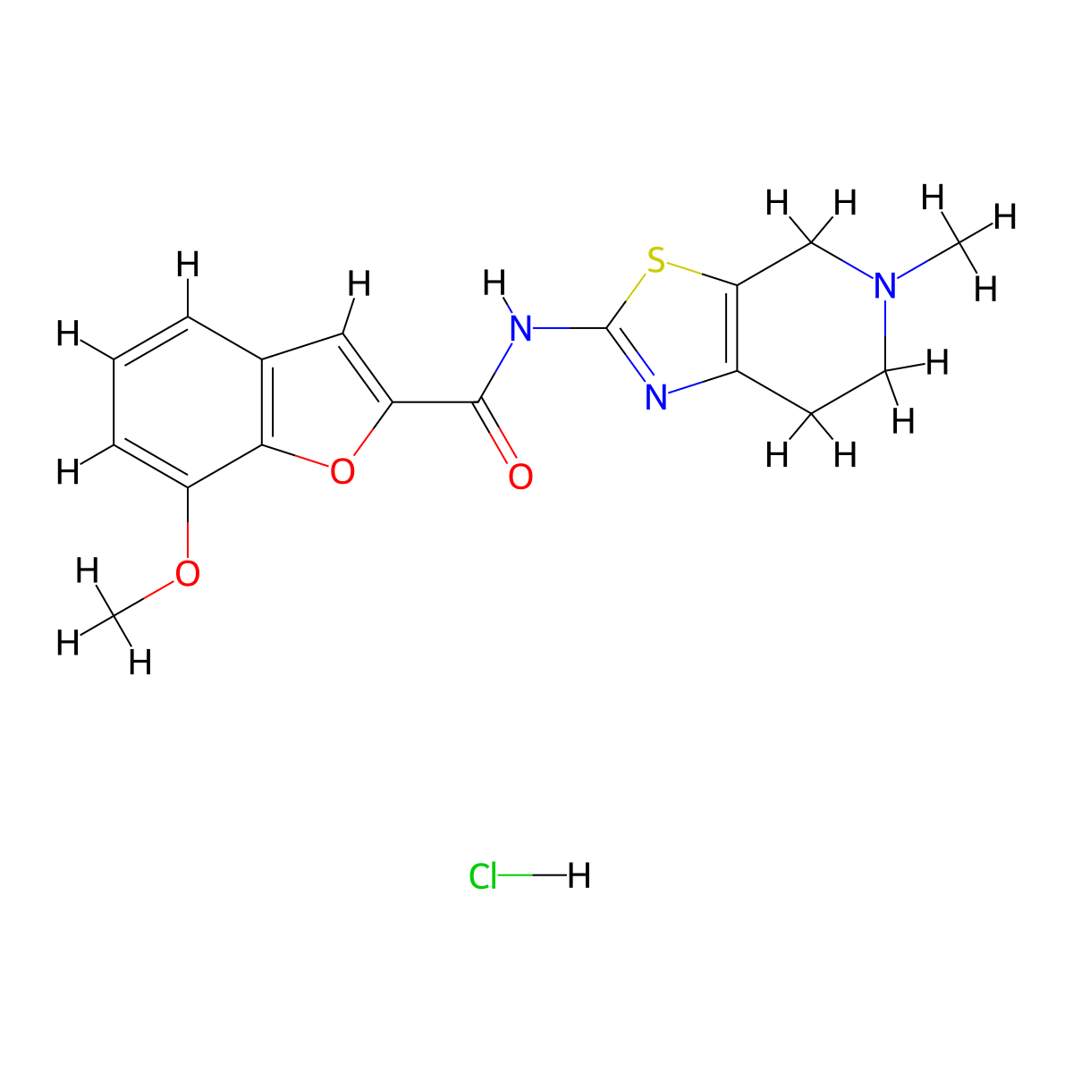 7-methoxy-N-(5-methyl-4,5,6,7-tetrahydrothiazolo[5,4-c]pyridin-2-yl)benzofuran-2-carboxamide hydrochloride molecular structure, CAS 1329928-78-0