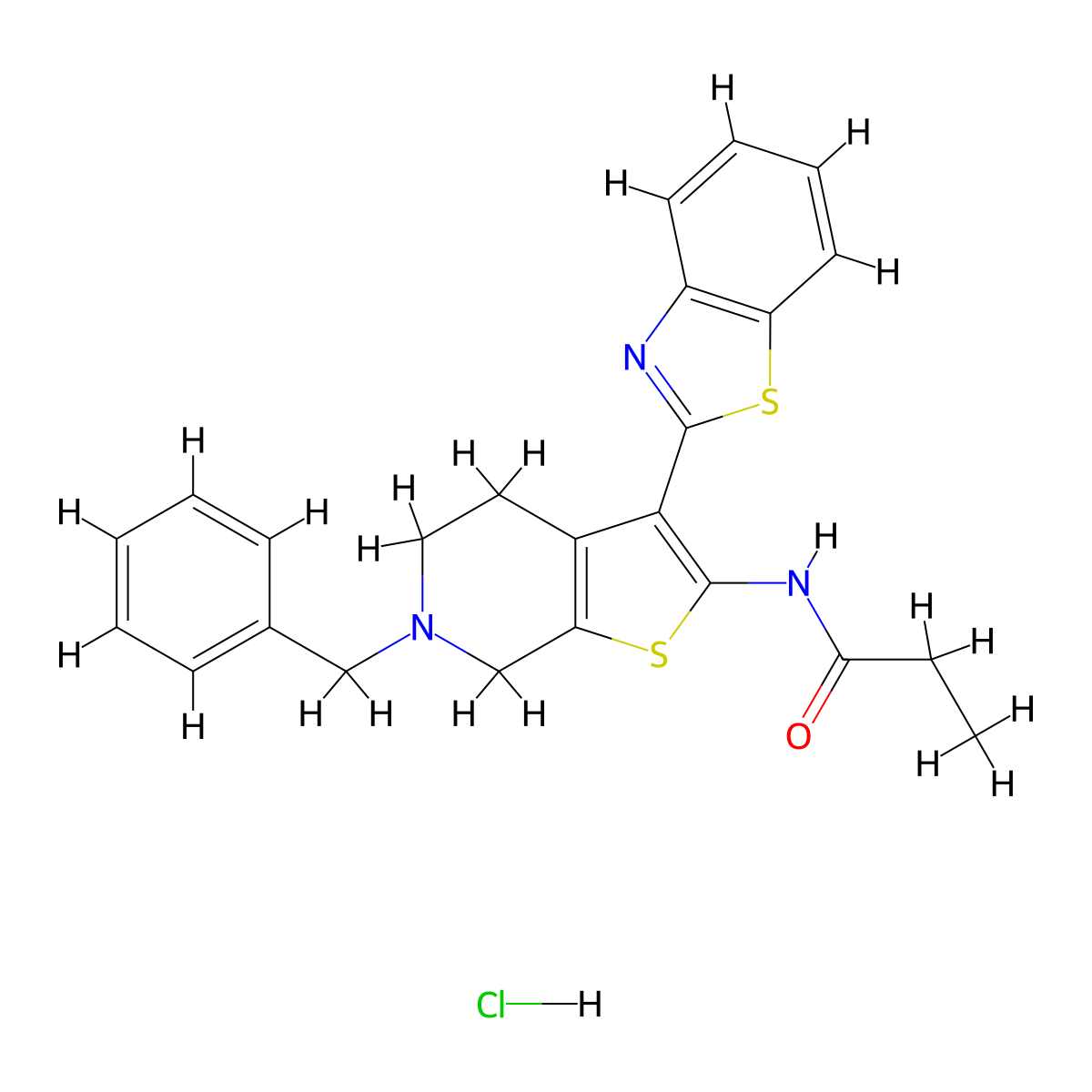 N-(3-(benzo[d]thiazol-2-yl)-6-benzyl-4,5,6,7-tetrahydrothieno[2,3-c]pyridin-2-yl)propionamide hydrochloride molecular structure, CAS 1329936-46-0