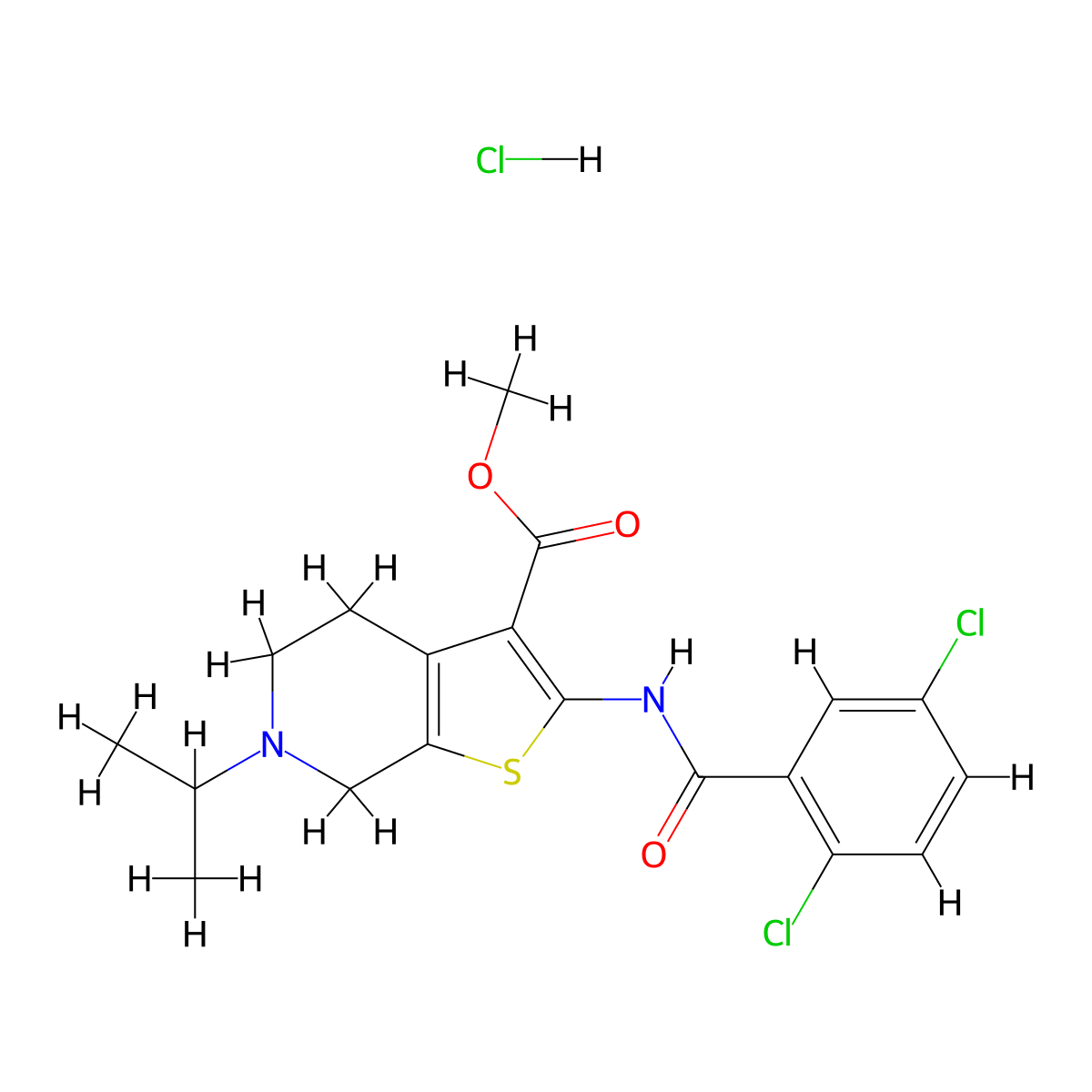 Methyl 2-(2,5-dichlorobenzamido)-6-isopropyl-4,5,6,7-tetrahydrothieno[2,3-c]pyridine-3-carboxylate hydrochloride molecular structure, CAS 1329952-03-5