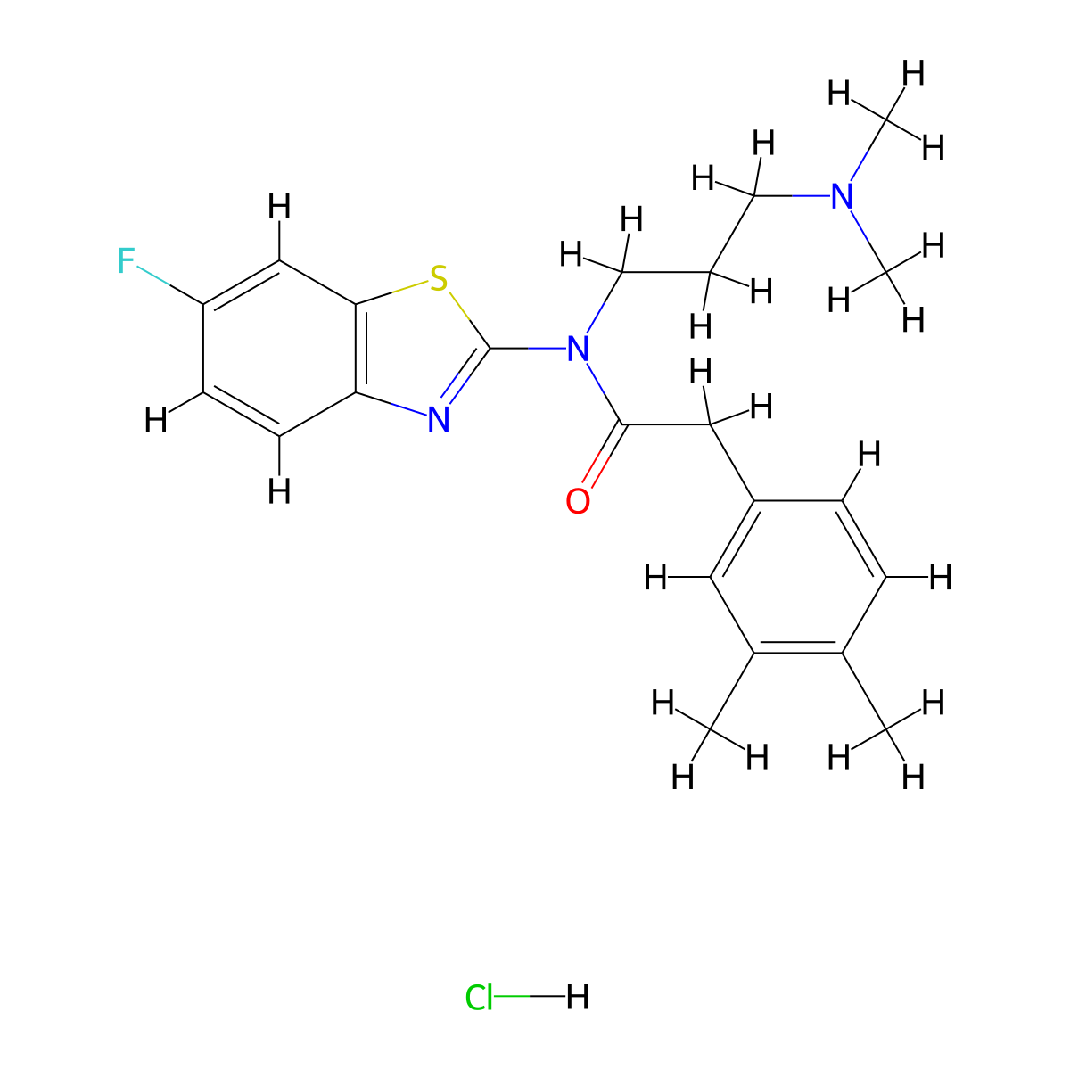 N-(3-(dimethylamino)propyl)-2-(3,4-dimethylphenyl)-N-(6-fluorobenzo[d]thiazol-2-yl)acetamide hydrochloride molecular structure, CAS 1329952-69-3