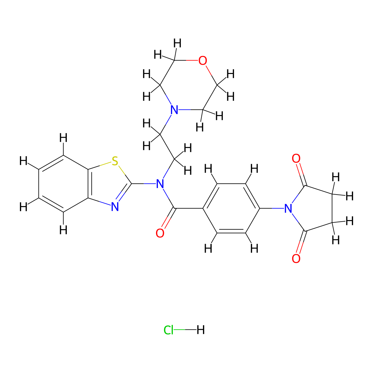 N-(benzo[d]thiazol-2-yl)-4-(2,5-dioxopyrrolidin-1-yl)-N-(2-morpholinoethyl)benzamide hydrochloride molecular structure, CAS 1329982-96-8