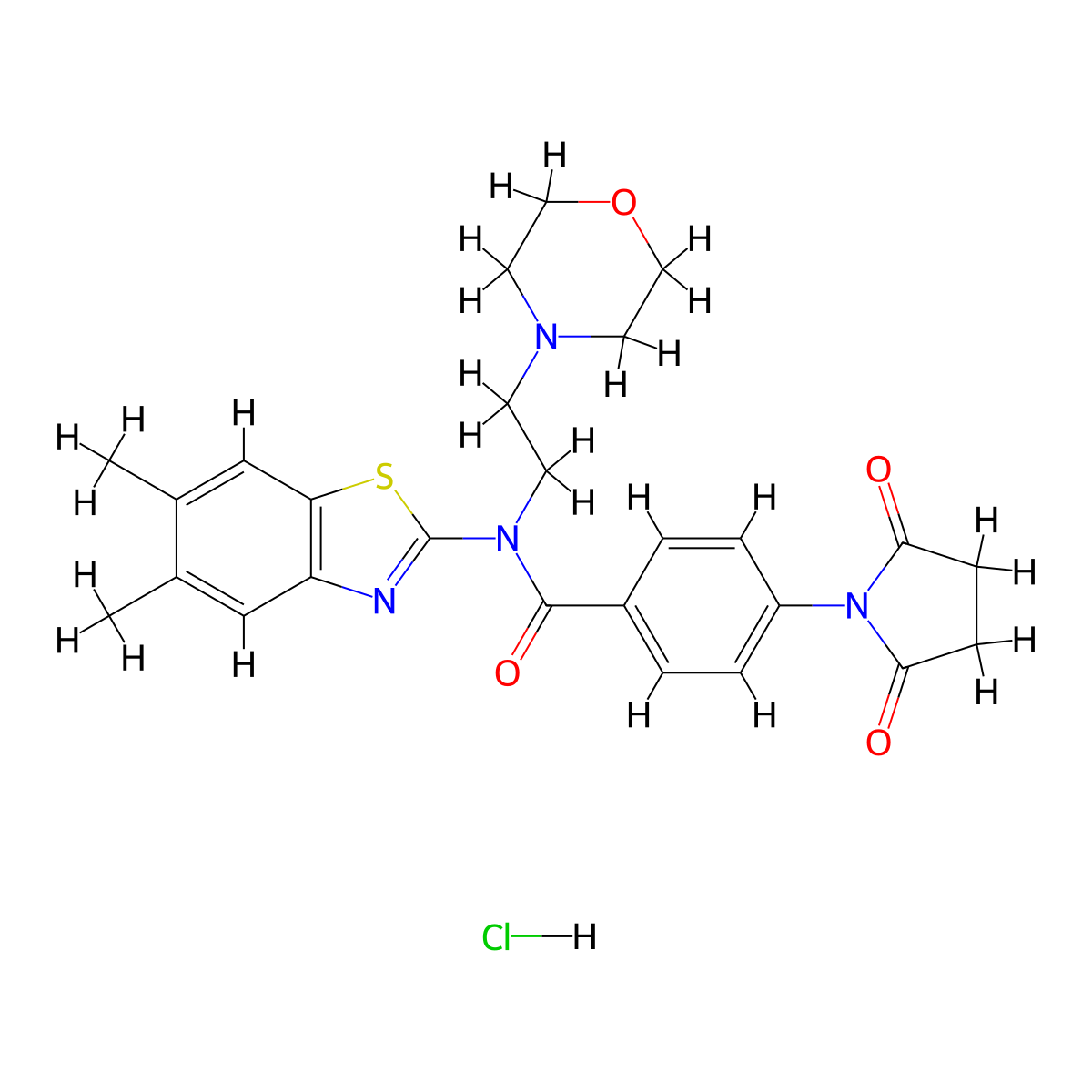 N-(5,6-dimethylbenzo[d]thiazol-2-yl)-4-(2,5-dioxopyrrolidin-1-yl)-N-(2-morpholinoethyl)benzamide hydrochloride molecular structure, CAS 1329985-36-5