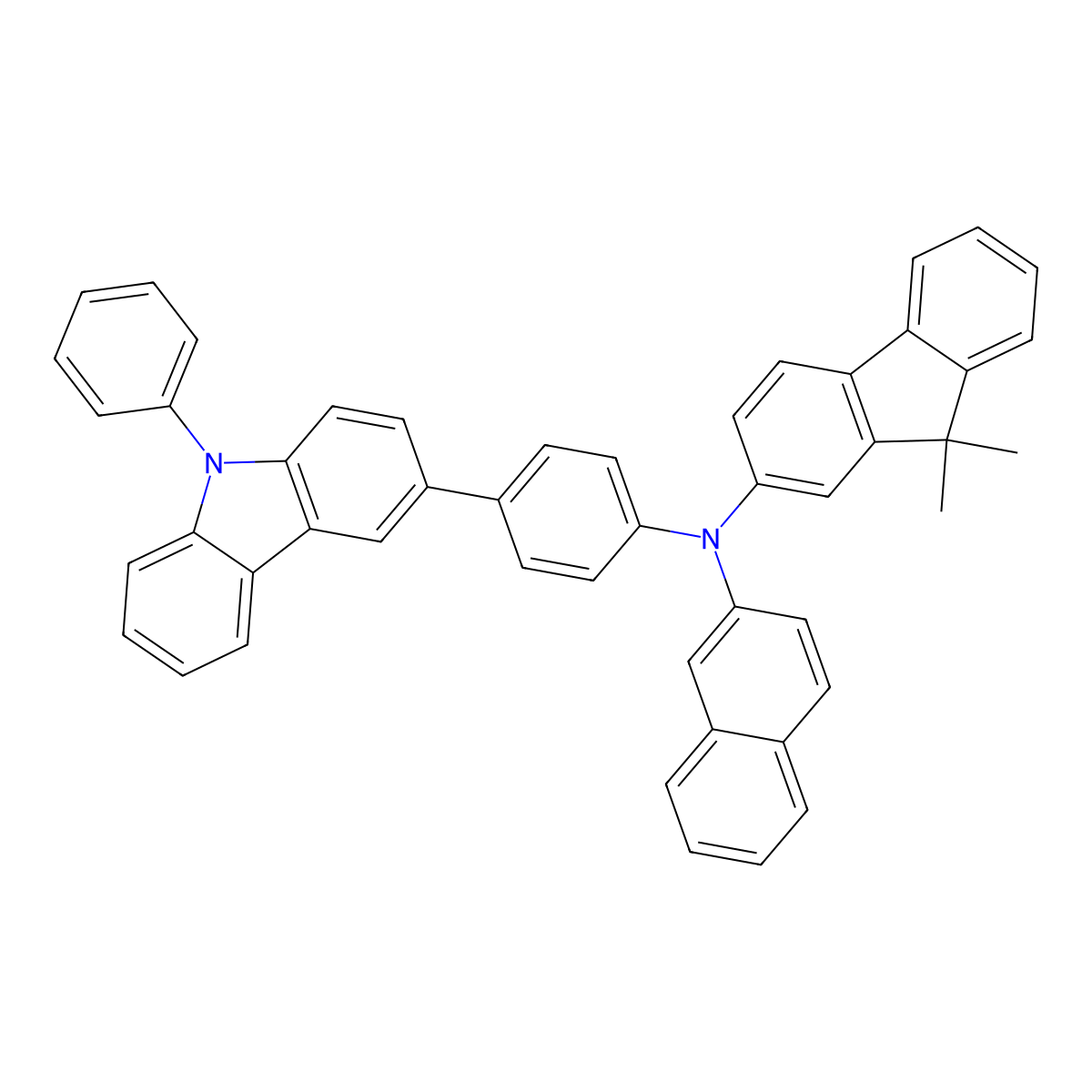 9,9-Dimethyl-N-(naphthalen-2-yl)-N-(4-(9-phenyl-9H-carbazol-3-yl)phenyl)-9H-fluoren-2-amine molecular structure, CAS 1329994-91-3