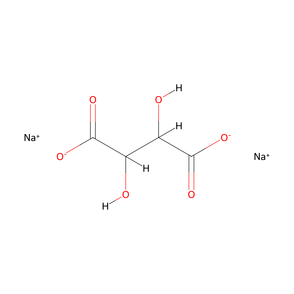 Disodium 2,3-dihydroxybutanedioate molecular structure, CAS 133-48-2