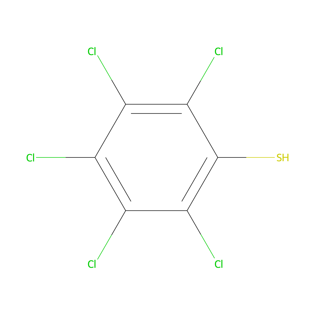 Pentachlorothiophenol molecular structure, CAS 133-49-3