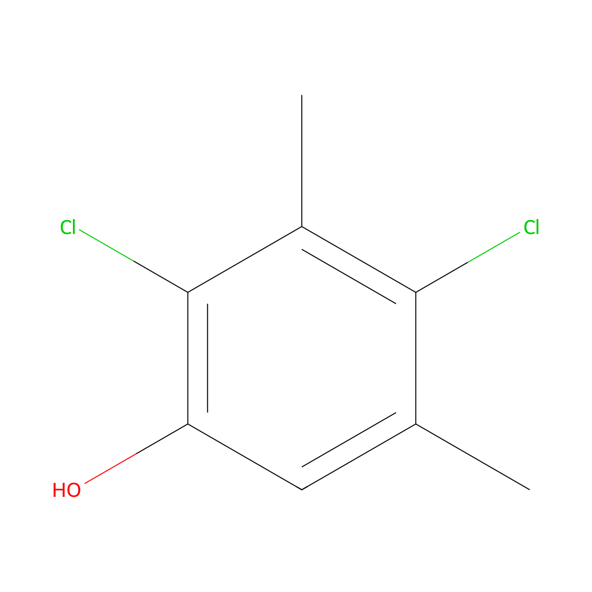 2,4-Dichloro-3,5-dimethylphenol molecular structure, CAS 133-53-9