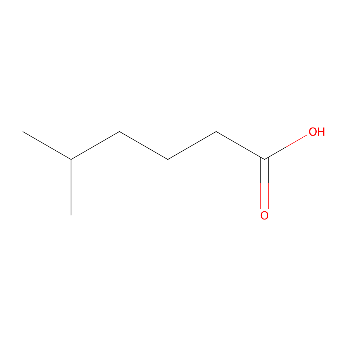 5-Methylhexanoic acid molecular structure, CAS 1330-19-4