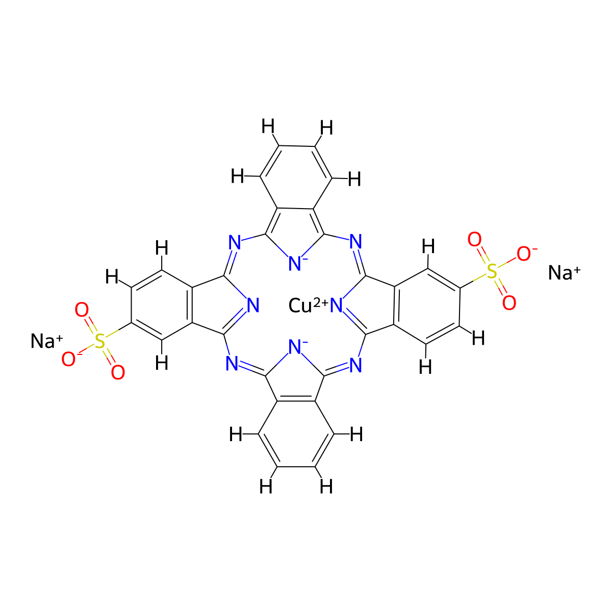 (Dihydrogenphthalocyaninedisulfonato)-coppe disodium salt , Direct Blue 86 molecular structure, CAS 1330-38-7