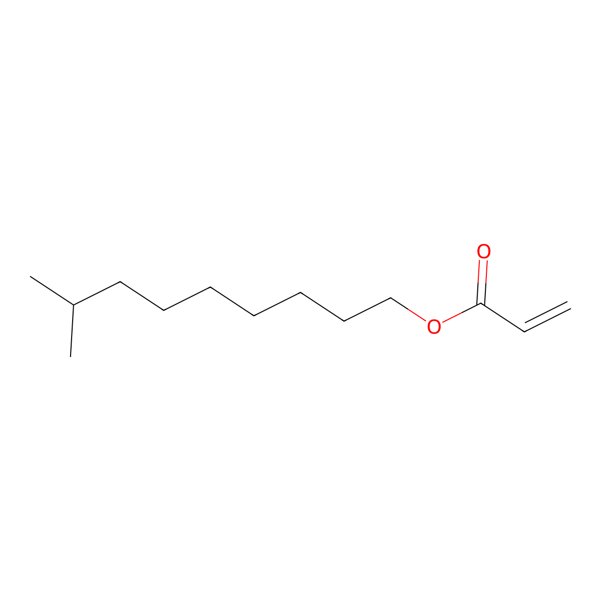 Isodecyl acrylate molecular structure, CAS 1330-61-6