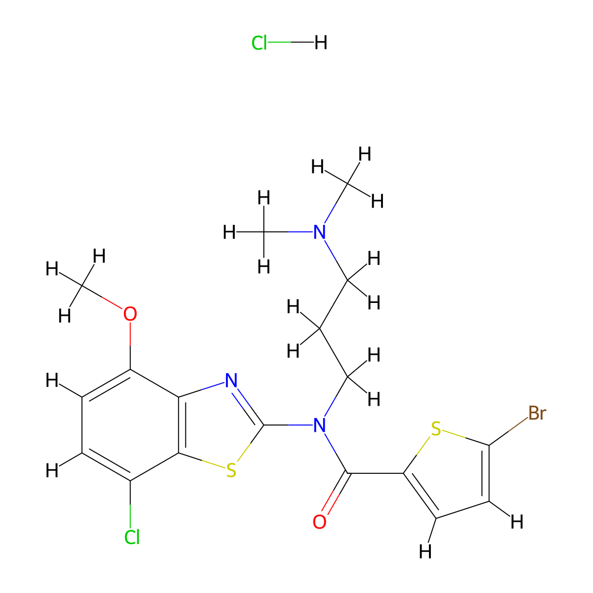 5-bromo-N-(7-chloro-4-methoxybenzo[d]thiazol-2-yl)-N-(3-(dimethylamino)propyl)thiophene-2-carboxamide hydrochloride molecular structure, CAS 1330005-11-2