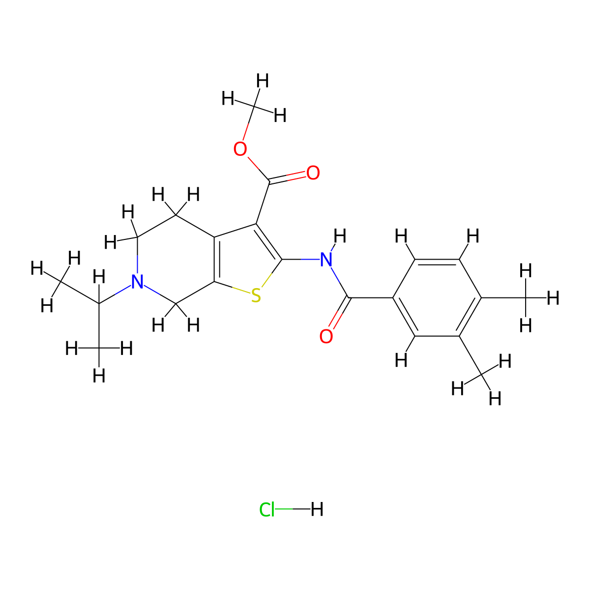 Methyl 2-(3,4-dimethylbenzamido)-6-isopropyl-4,5,6,7-tetrahydrothieno[2,3-c]pyridine-3-carboxylate hydrochloride molecular structure, CAS 1330030-90-4