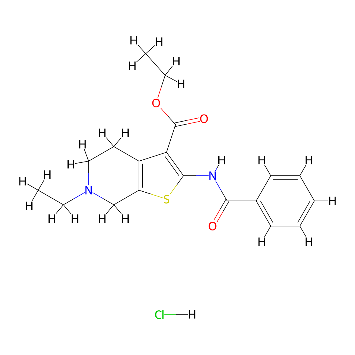 Ethyl 2-benzamido-6-ethyl-4,5,6,7-tetrahydrothieno[2,3-c]pyridine-3-carboxylate hydrochloride molecular structure, CAS 1330036-33-3