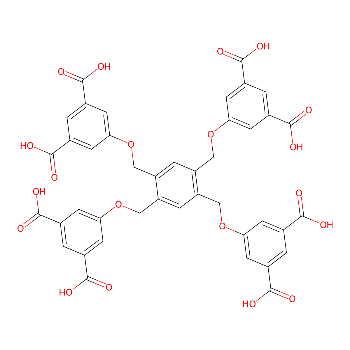 5,5',5'',5'''-((Benzene-1,2,4,5-tetrayltetrakis(methylene))tetrakis(oxy))tetraisophthalic acid molecular structure, CAS 1330041-38-7