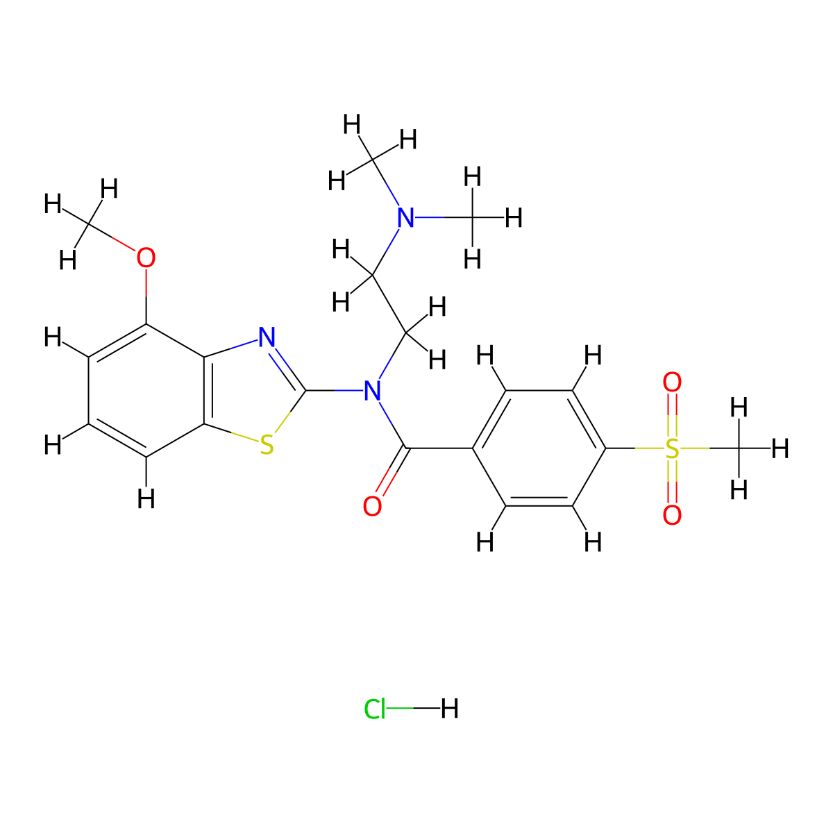 N-(2-(dimethylamino)ethyl)-N-(4-methoxybenzo[d]thiazol-2-yl)-4-(methylsulfonyl)benzamide hydrochloride molecular structure, CAS 1330083-06-1