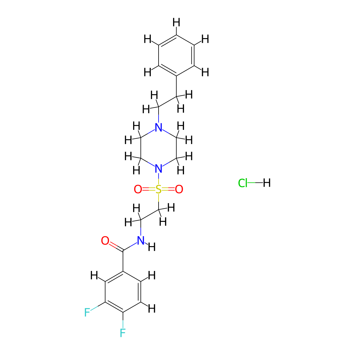 3,4-difluoro-N-(2-((4-phenethylpiperazin-1-yl)sulfonyl)ethyl)benzamide hydrochloride molecular structure, CAS 1330092-18-6