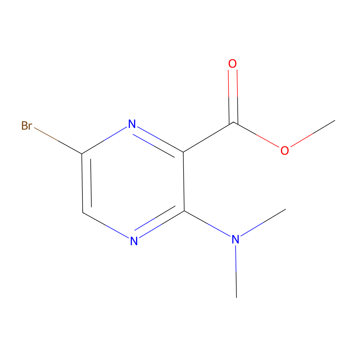 Methyl 6-bromo-3-(dimethylamino)pyrazine-2-carboxylate molecular structure, CAS 13301-05-8