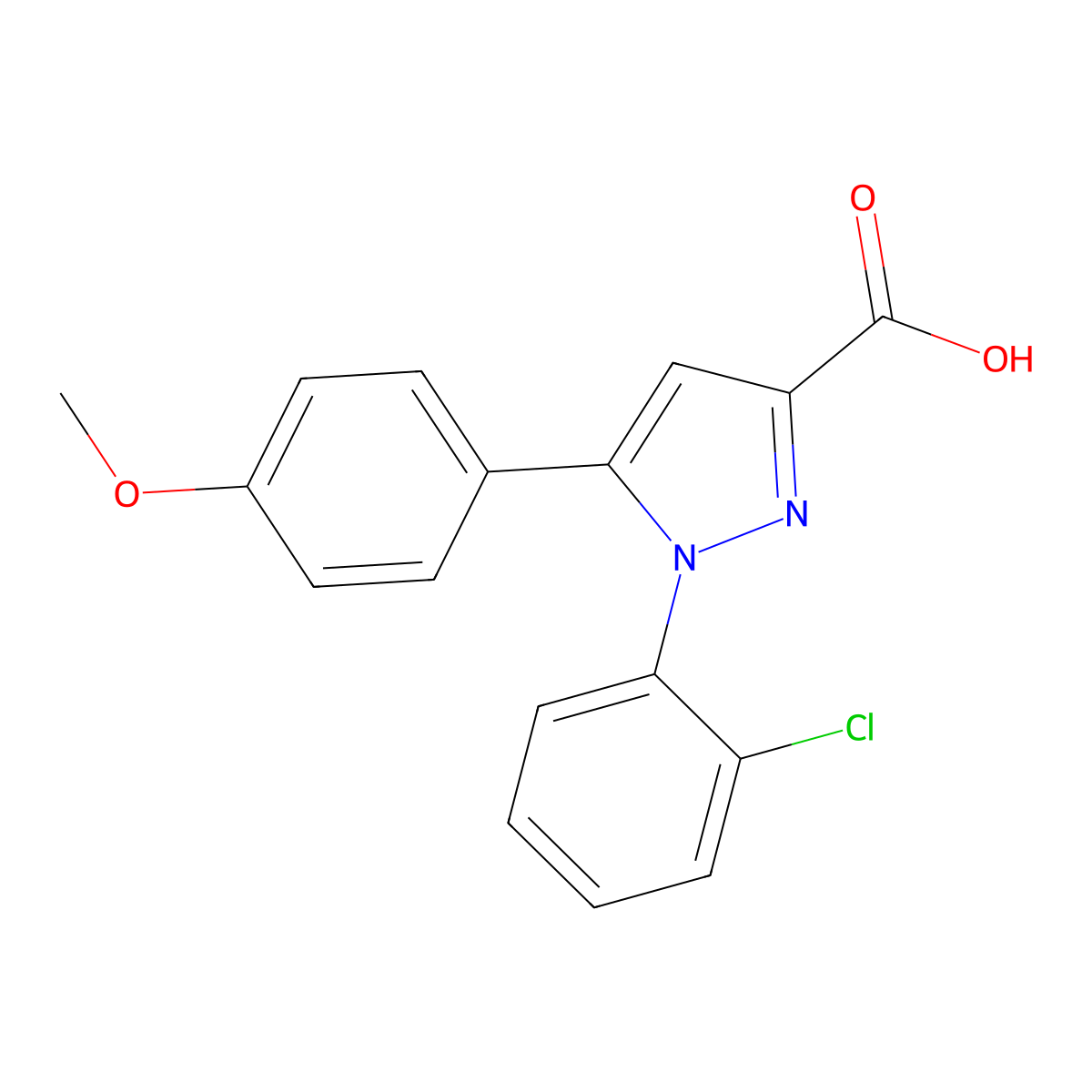 1-(2-chlorophenyl)-5-(4-methoxyphenyl)-1H-pyrazole-3-carboxylic acid molecular structure, CAS 1330108-27-4