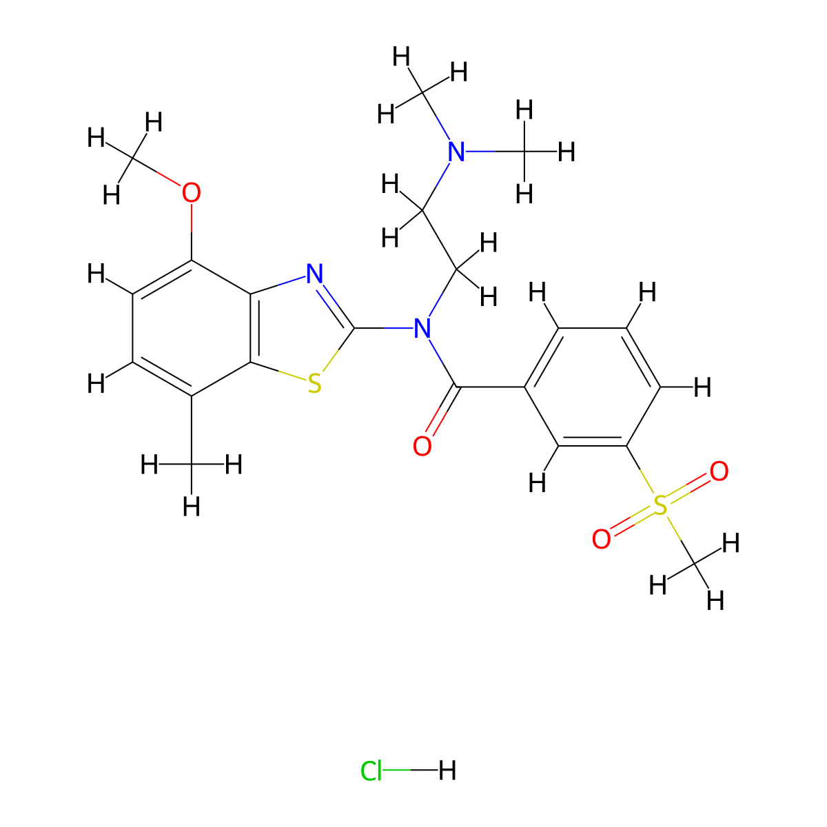 N-(2-(dimethylamino)ethyl)-N-(4-methoxy-7-methylbenzo[d]thiazol-2-yl)-3-(methylsulfonyl)benzamide hydrochloride molecular structure, CAS 1330119-91-9