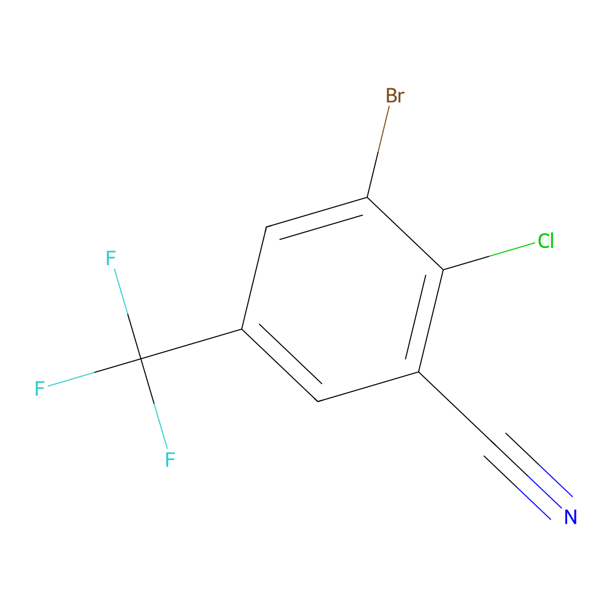 3-Bromo-2-chloro-5-(trifluoromethyl)benzonitrile molecular structure, CAS 133013-31-7
