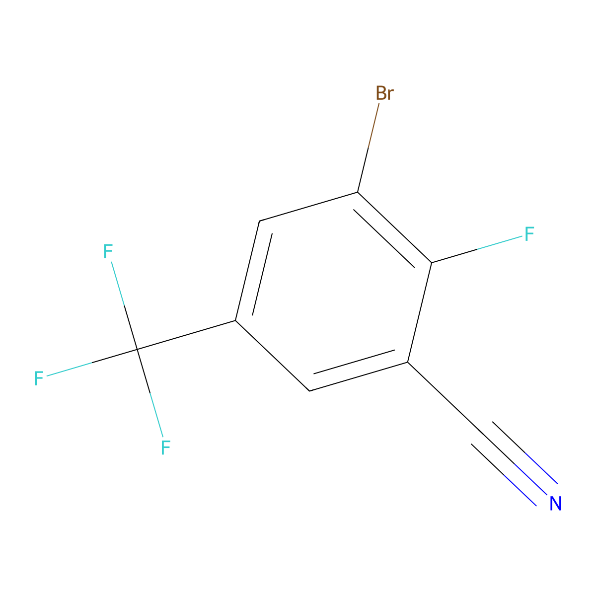 3-Bromo-2-fluoro-5-(trifluoromethyl)benzonitrile molecular structure, CAS 133013-32-8
