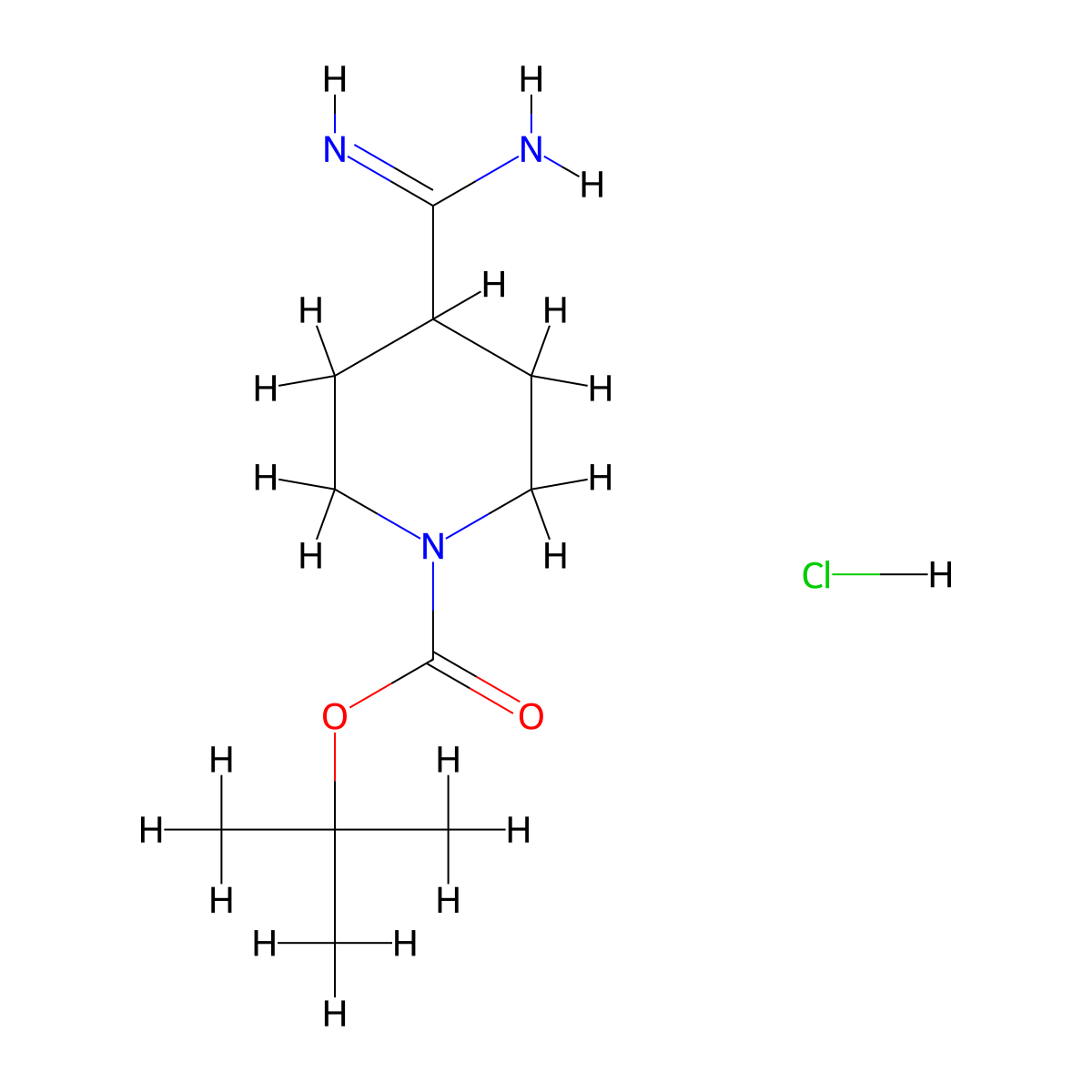 tert-Butyl 4-carbamimidoylpiperidine-1-carboxylate hydrochloride molecular structure, CAS 1330168-62-1