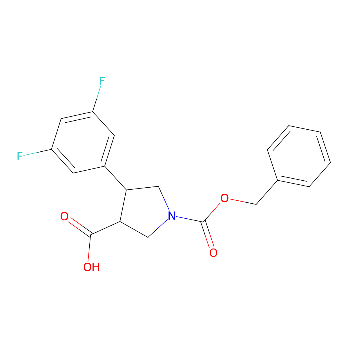 rac-(3R,4S)-1-[(benzyloxy)carbonyl]-4-(3,5-difluorophenyl)pyrrolidine-3-carboxylic acid molecular structure, CAS 1330171-69-1