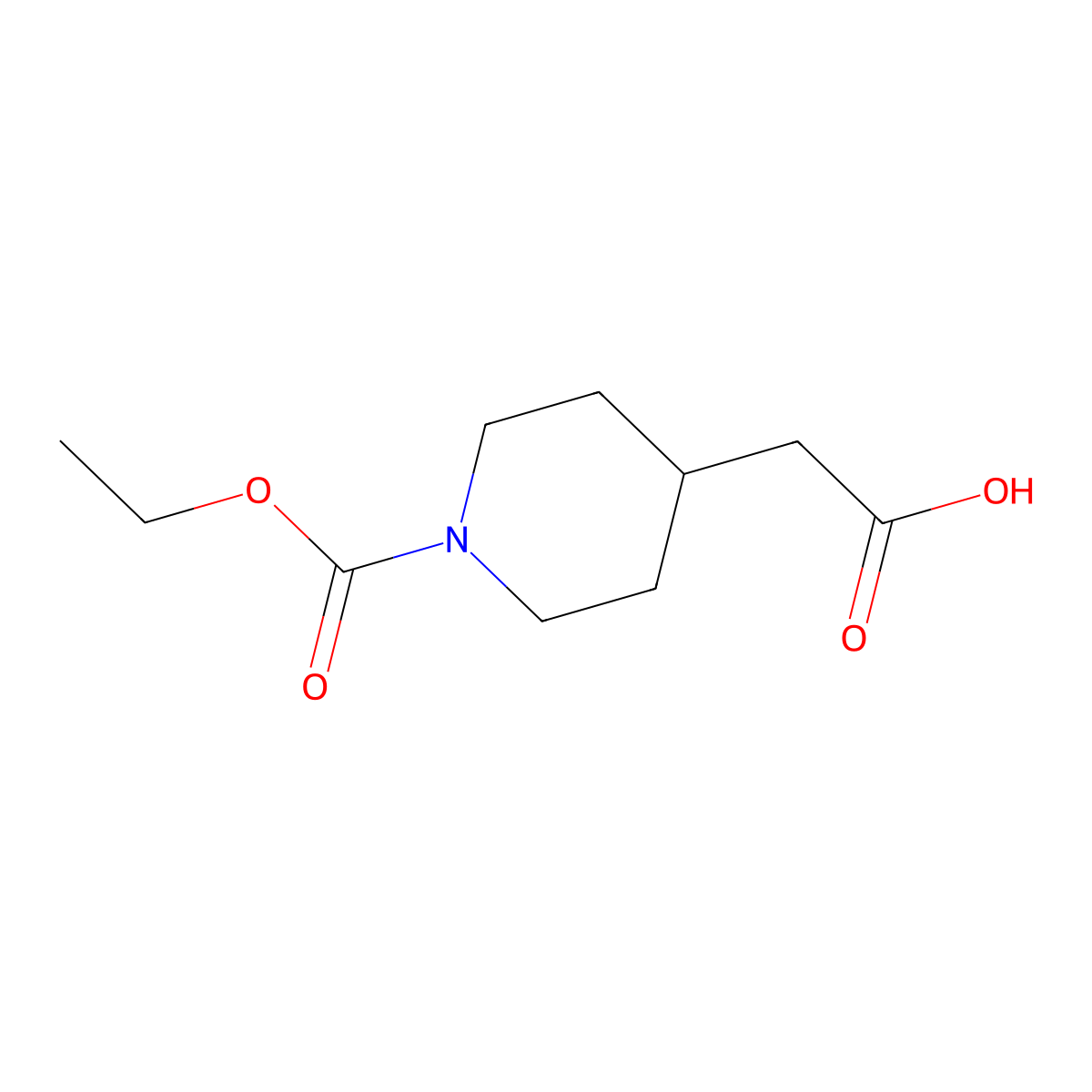 2-[1-(Ethoxycarbonyl)piperidin-4-yl]acetic acid molecular structure, CAS 133019-61-1