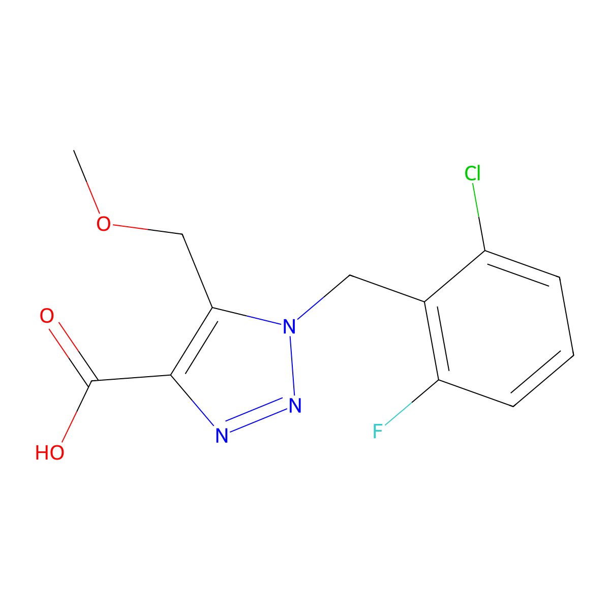 1-(2-chloro-6-fluorobenzyl)-5-(methoxymethyl)-1H-1,2,3-triazole-4-carboxylic acid molecular structure, CAS 1330193-22-0