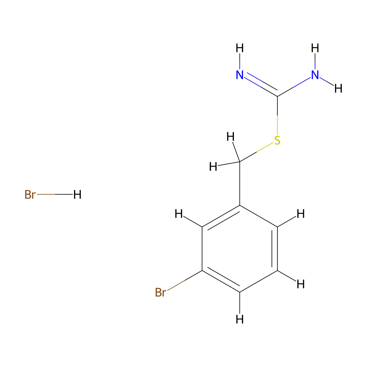 {[(3-Bromophenyl)methyl]sulfanyl}methanimidamide hydrobromide molecular structure, CAS 133023-01-5