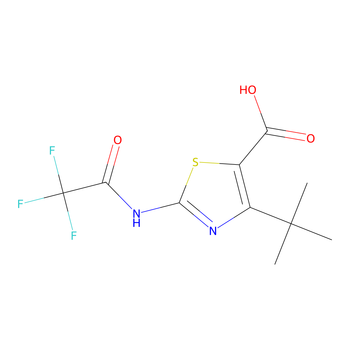 4-Tert-butyl-2-(trifluoroacetamido)-1,3-thiazole-5-carboxylic acid molecular structure, CAS 1330244-62-6