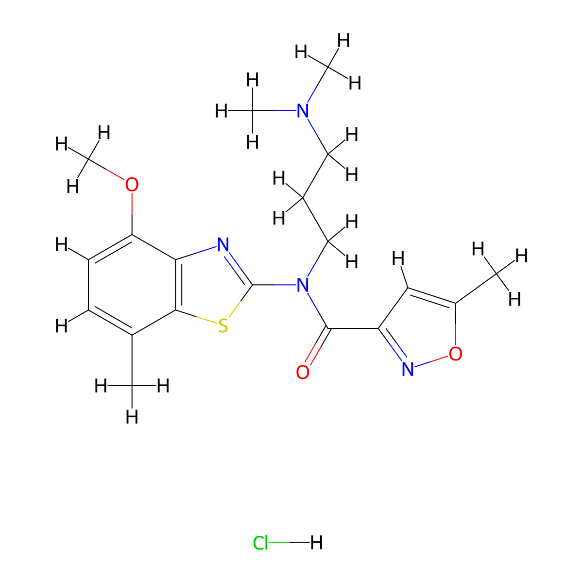 N-(3-(dimethylamino)propyl)-N-(4-methoxy-7-methylbenzo[d]thiazol-2-yl)-5-methylisoxazole-3-carboxamide hydrochloride molecular structure, CAS 1330265-96-7