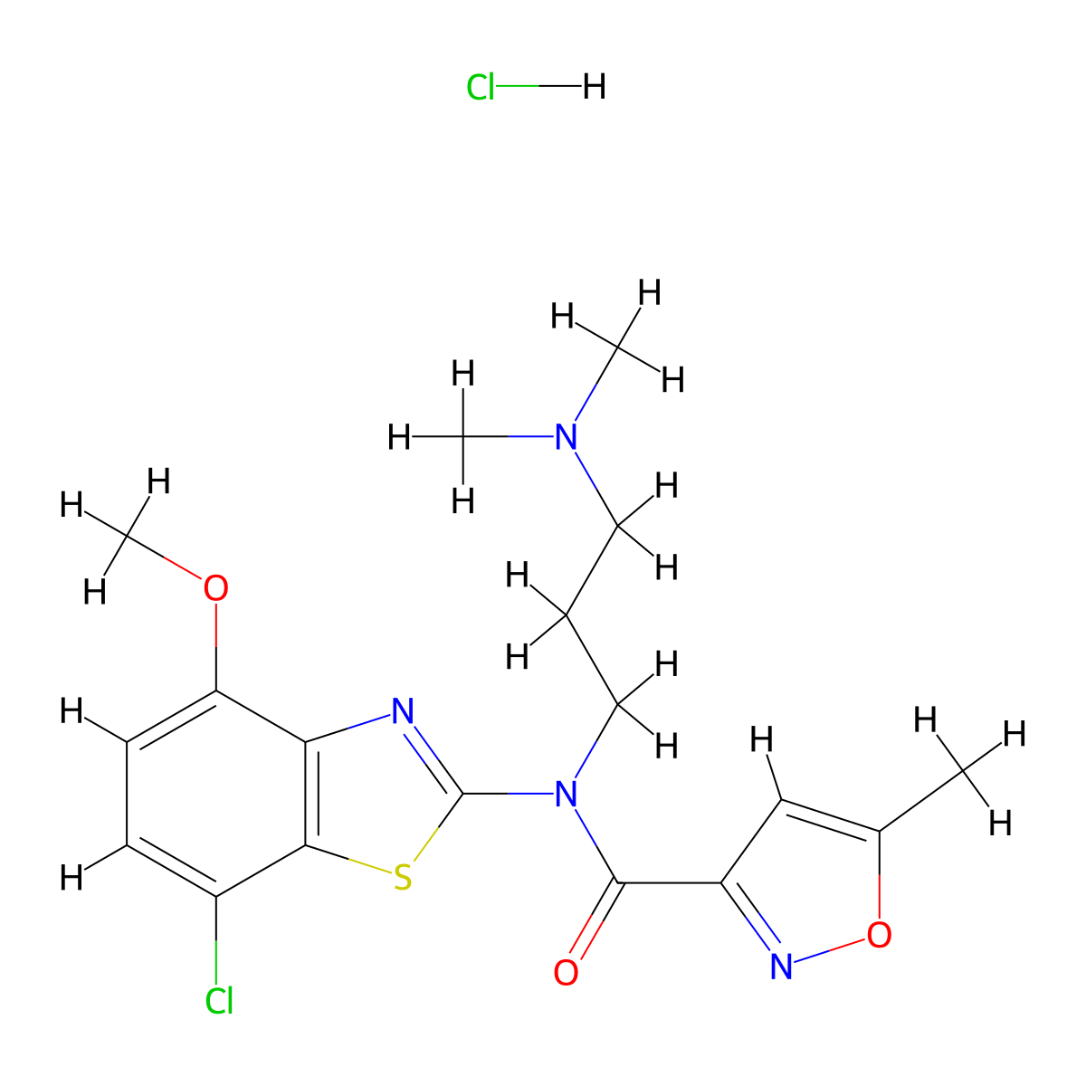 N-(7-Chloro-4-methoxy-1,3-benzothiazol-2-YL)-N-[3-(dimethylamino)propyl]-5-methyl-1,2-oxazole-3-carboxamide hydrochloride molecular structure, CAS 1330266-01-7