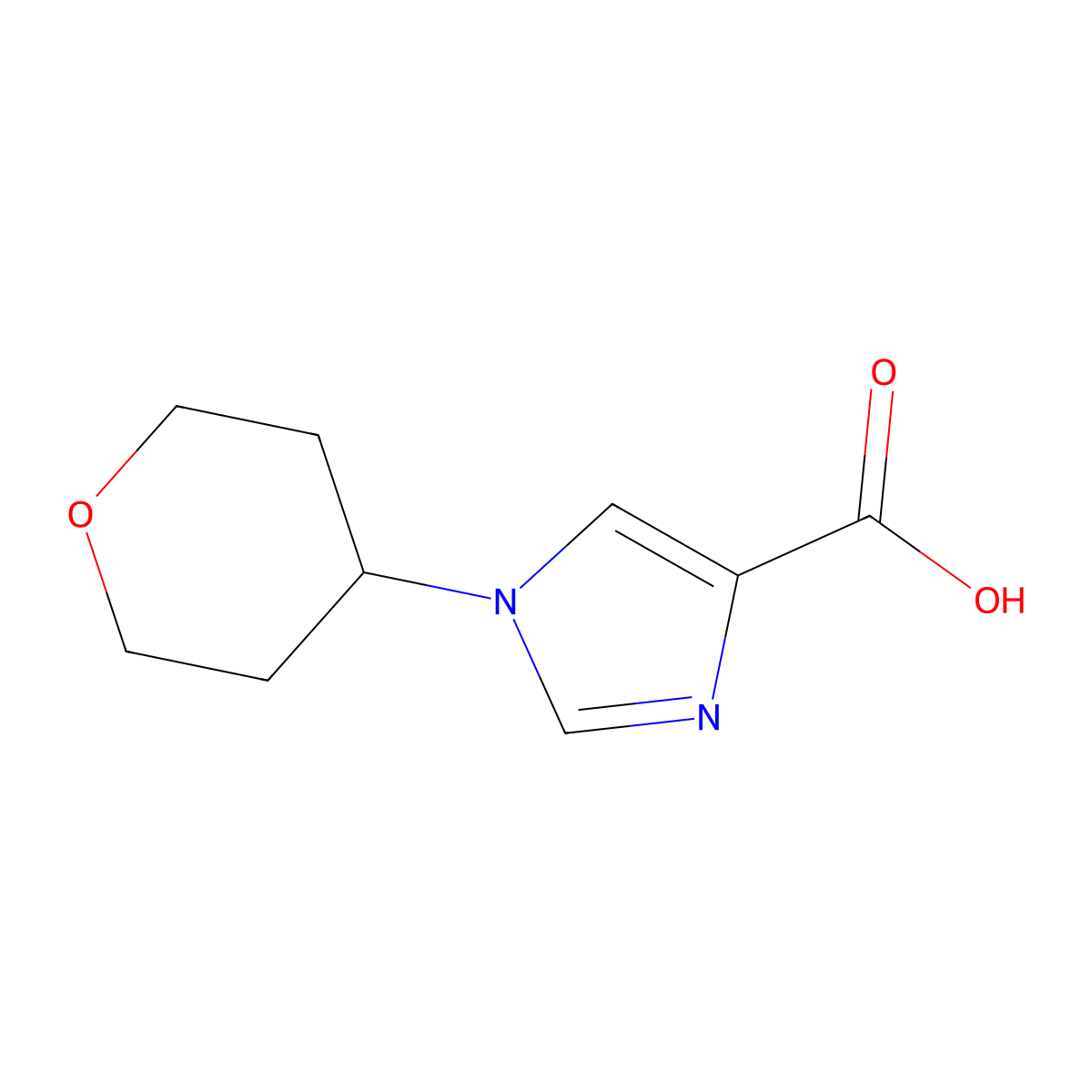 1-(Tetrahydro-2H-pyran-4-yl)-1H-imidazole-4-carboxylic acid molecular structure, CAS 1330267-12-3