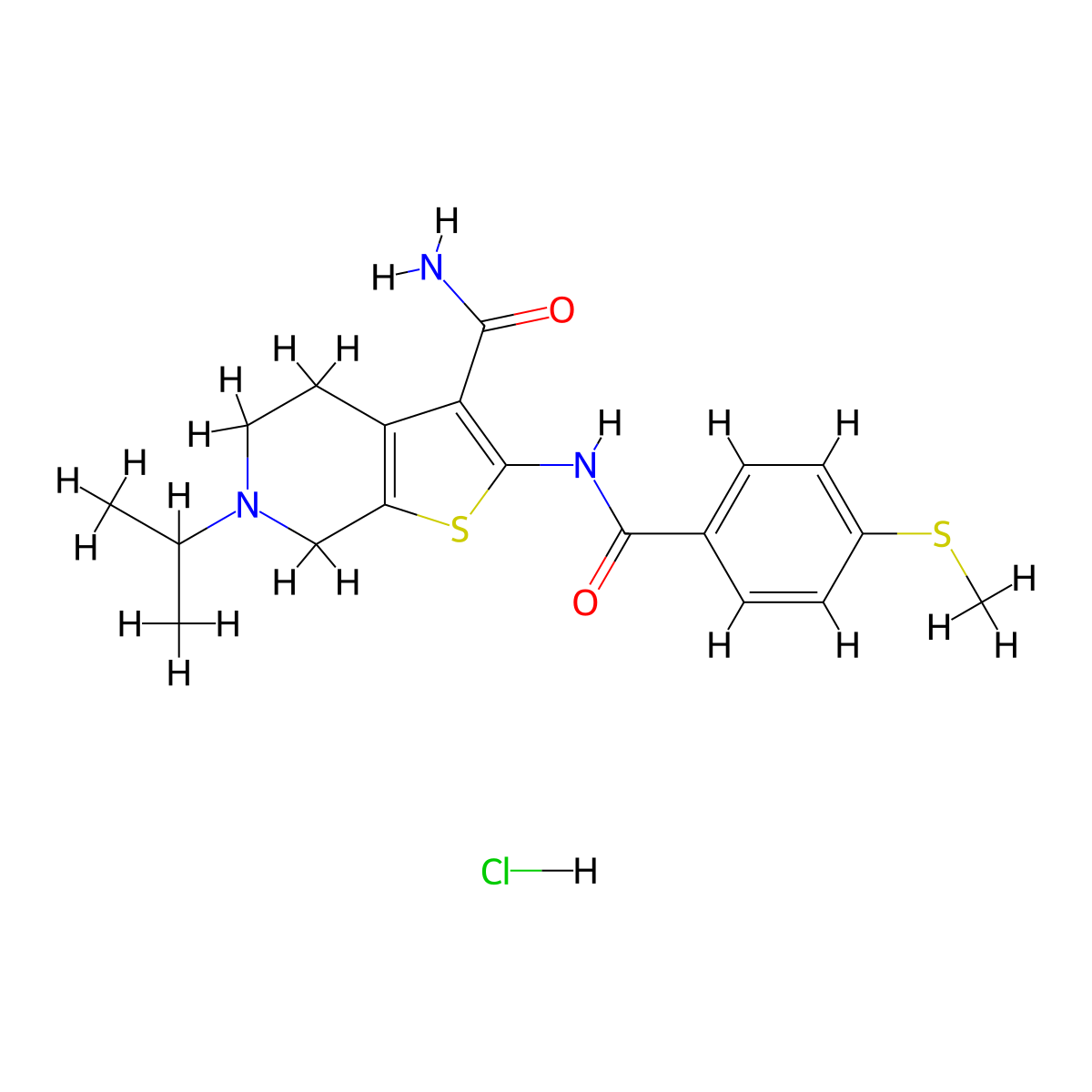 6-Isopropyl-2-(4-(methylthio)benzamido)-4,5,6,7-tetrahydrothieno[2,3-c]pyridine-3-carboxamide hydrochloride molecular structure, CAS 1330277-33-2