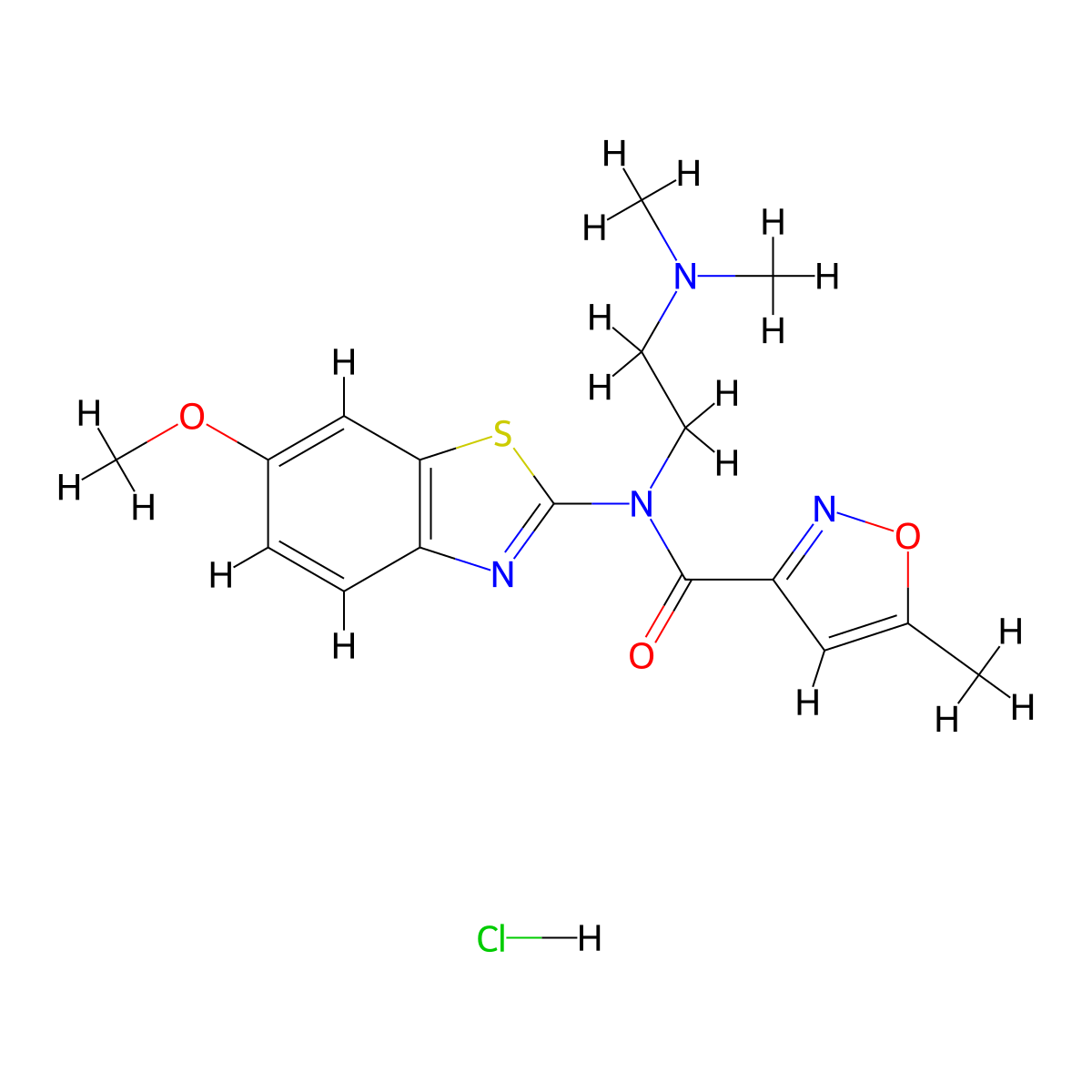 N-(2-(dimethylamino)ethyl)-N-(6-methoxybenzo[d]thiazol-2-yl)-5-methylisoxazole-3-carboxamide hydrochloride molecular structure, CAS 1330278-01-7