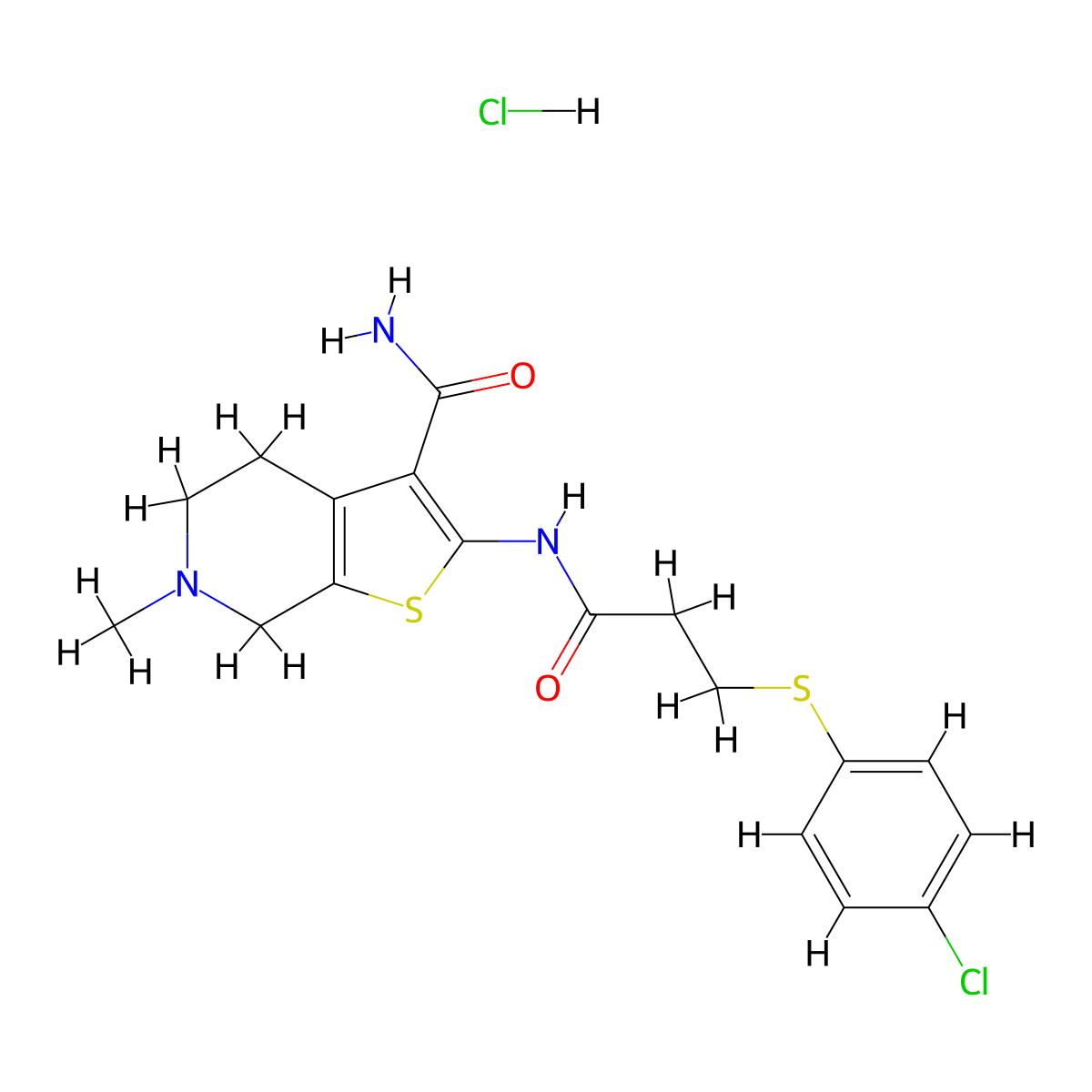 2-(3-((4-Chlorophenyl)thio)propanamido)-6-methyl-4,5,6,7-tetrahydrothieno[2,3-c]pyridine-3-carboxamide hydrochloride molecular structure, CAS 1330281-38-3
