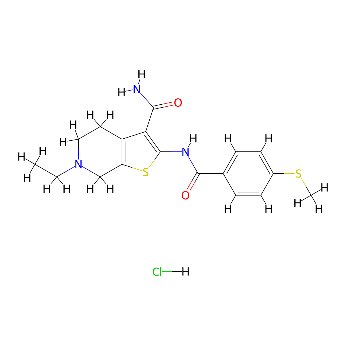 6-Ethyl-2-(4-(methylthio)benzamido)-4,5,6,7-tetrahydrothieno[2,3-c]pyridine-3-carboxamide hydrochloride molecular structure, CAS 1330281-50-9