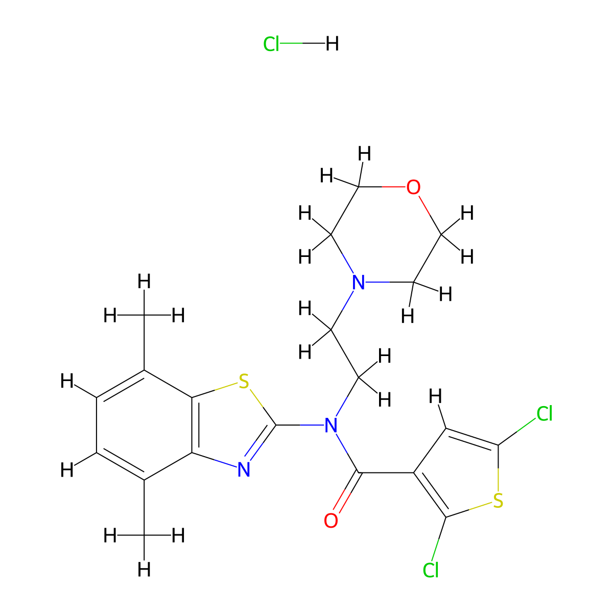 2,5-dichloro-N-(4,7-dimethylbenzo[d]thiazol-2-yl)-N-(2-morpholinoethyl)thiophene-3-carboxamide hydrochloride molecular structure, CAS 1330285-40-9