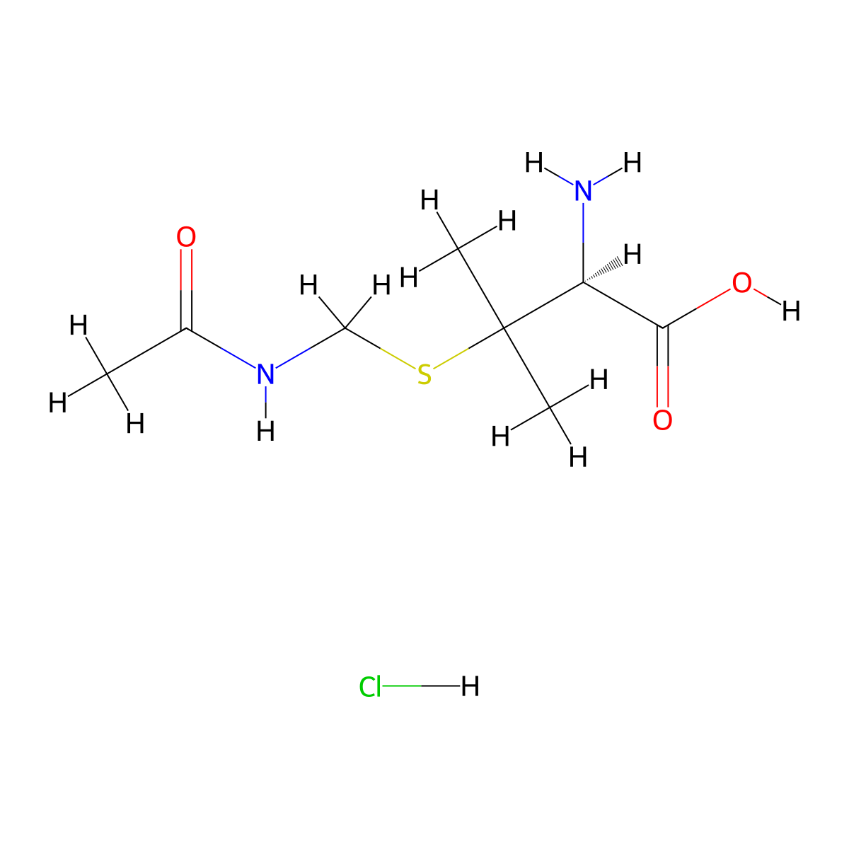 (S)-3-((Acetamidomethyl)thio)-2-amino-3-methylbutanoic acid hydrochloride molecular structure, CAS 1330286-48-0