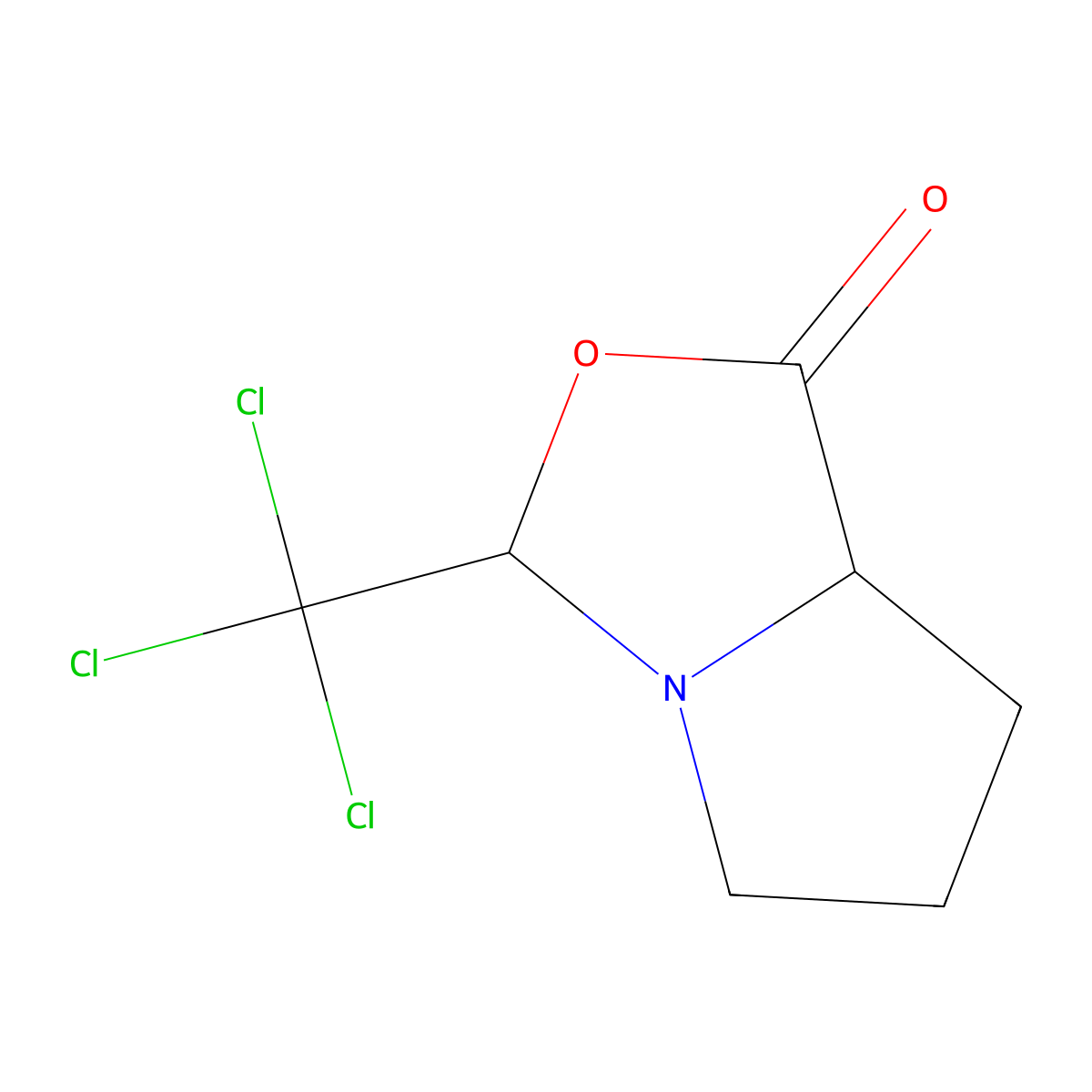 (3S,7aR)-Tetrahydro-3-(trichloromethyl)-1H,3H-pyrrolo[1,2-c]oxazol-1-one molecular structure, CAS 1330286-50-4