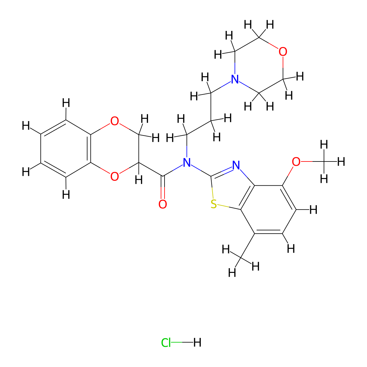 N-(4-methoxy-7-methylbenzo[d]thiazol-2-yl)-N-(3-morpholinopropyl)-2,3-dihydrobenzo[b][1,4]dioxine-2-carboxamide hydrochloride molecular structure, CAS 1330287-88-1