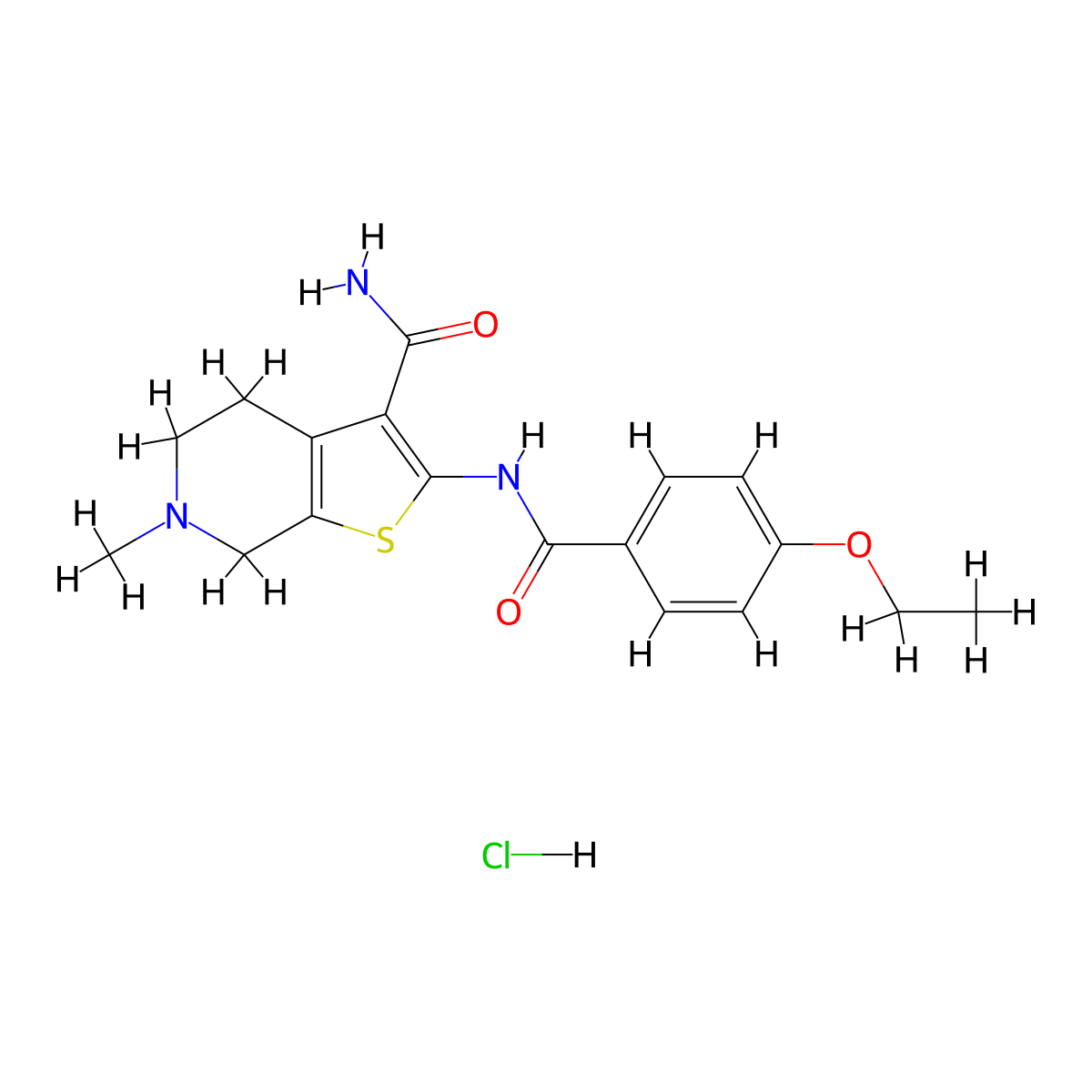 2-(4-Ethoxybenzamido)-6-methyl-4,5,6,7-tetrahydrothieno[2,3-c]pyridine-3-carboxamide hydrochloride molecular structure, CAS 1330288-89-5