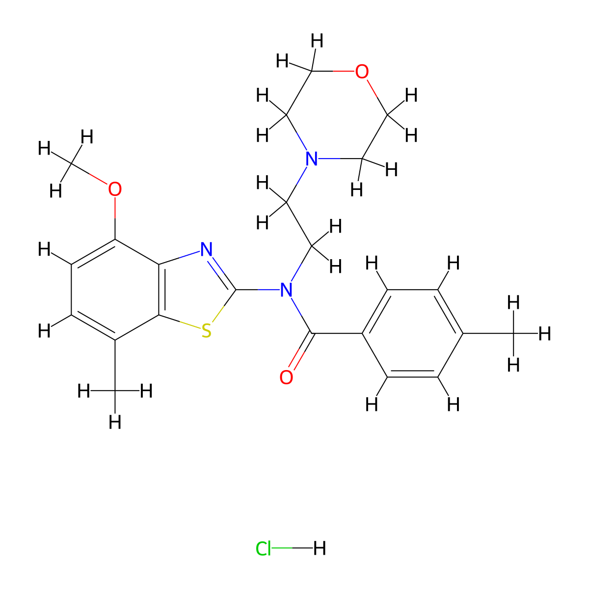 N-(4-methoxy-7-methylbenzo[d]thiazol-2-yl)-4-methyl-N-(2-morpholinoethyl)benzamide hydrochloride molecular structure, CAS 1330290-19-1