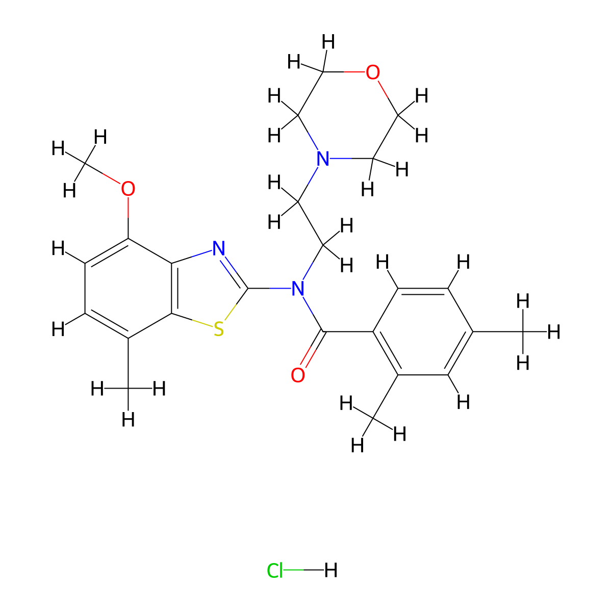 N-(4-methoxy-7-methylbenzo[d]thiazol-2-yl)-2,4-dimethyl-N-(2-morpholinoethyl)benzamide hydrochloride molecular structure, CAS 1330290-36-2