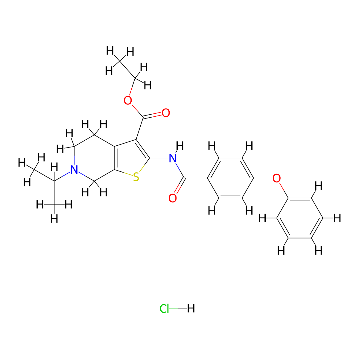 Ethyl 6-isopropyl-2-(4-phenoxybenzamido)-4,5,6,7-tetrahydrothieno[2,3-c]pyridine-3-carboxylate hydrochloride molecular structure, CAS 1330291-23-0